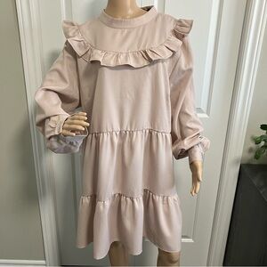 NWT Boohoo Beige high neck dress, size 18